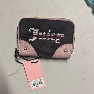 NWT Juicy Couture Pink & Brown Velvet Zip-Around Wallet